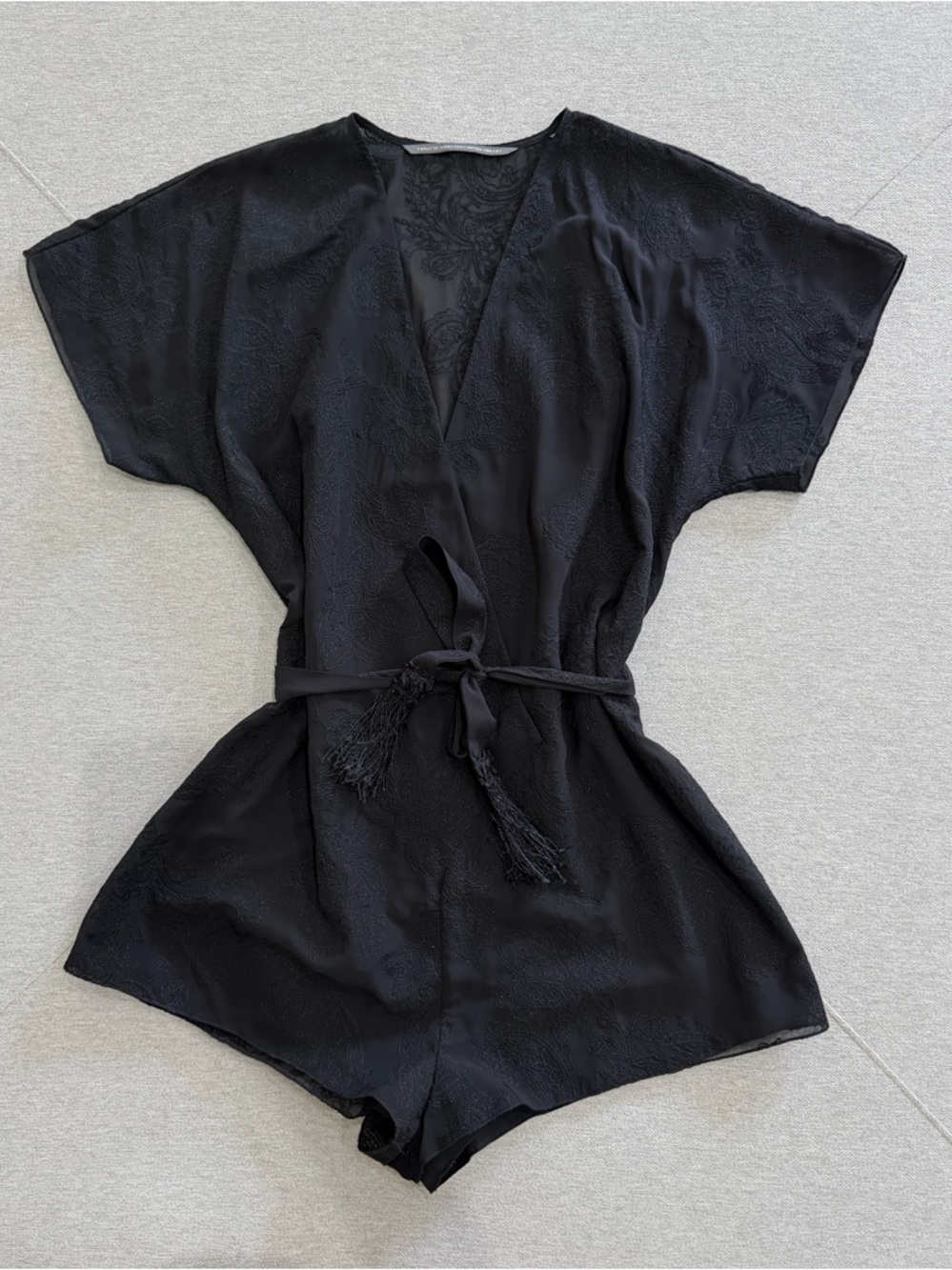 Black Embroidered Short Romper